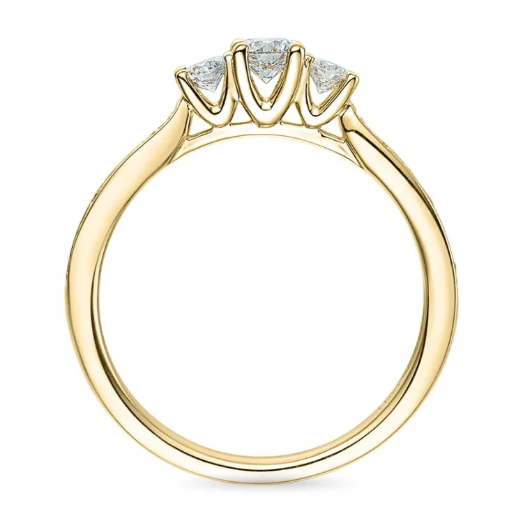 diamantring i 14 karat guld 0,20 ct 2 x 0,065 ct 0,10 ct