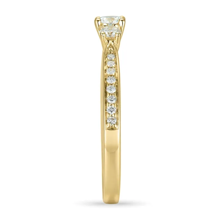 diamantring i 14 karat guld 0,20 ct 2 x 0,065 ct 0,10 ct