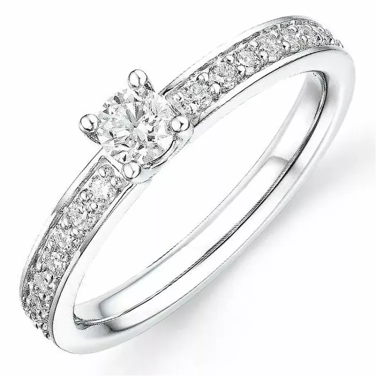 Bestillingsvare - diamantring i 14 karat hvidguld 0,32 ct 0,25 ct