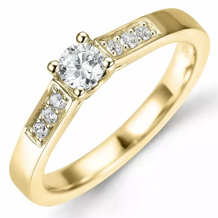 Bestillingsvare - diamantring i 14 karat guld 0,26 ct 0,10 ct