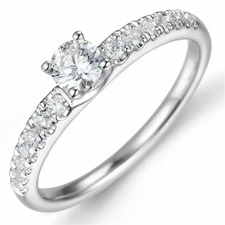 Bestillingsvare - diamantring i 14 karat hvidguld 0,32 ct 0,19 ct