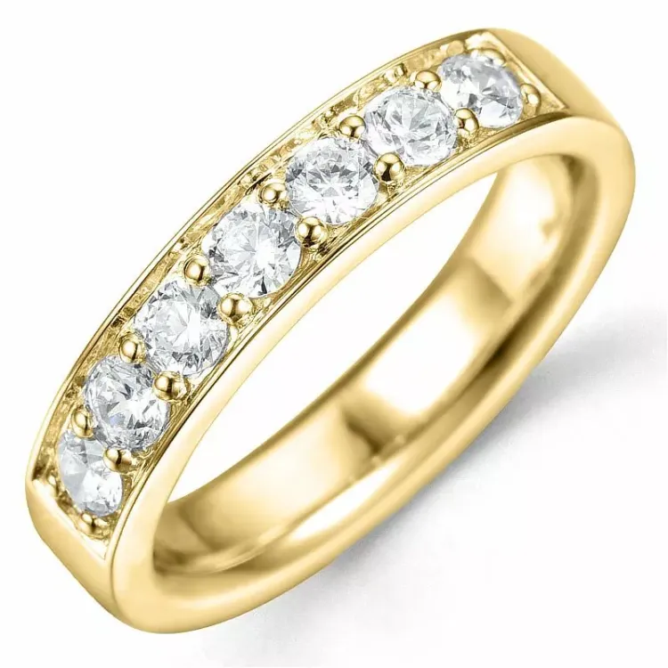 diamant alliancering i 14 karat guld 7 x 0,10 ct