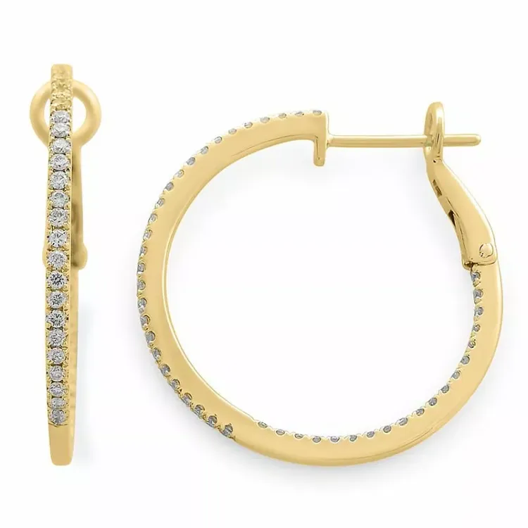 20 mm diamant creoler i 14 karat guld med diamanter 