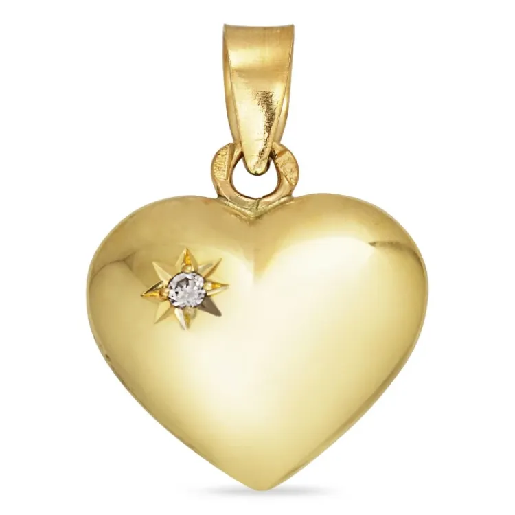 11,5 x 13,5 mm hjerte vedhæng i 8 karat guld - Amoré