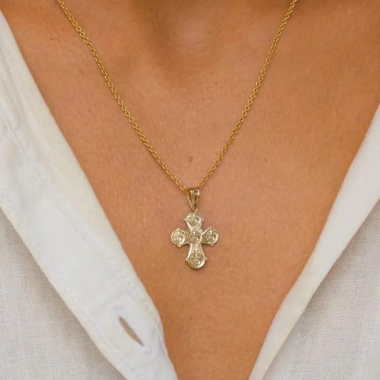 15 x 25 mm dagmarkors i 14 karat guld - Amoré