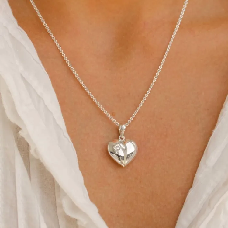15,5 x 15,5 mm hjerte vedhæng i sølv - Amoré