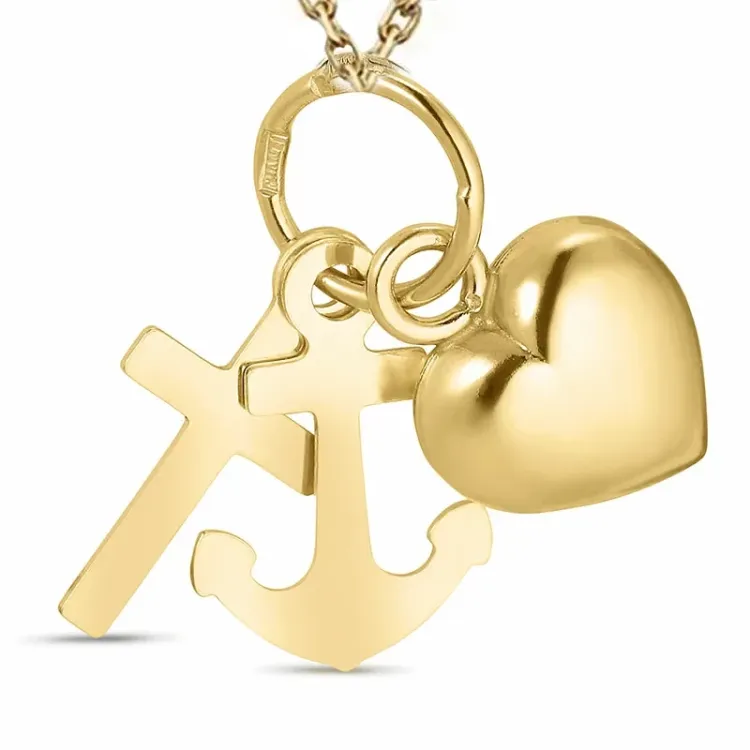 tro-håb-kærlighed halskæde i forgyldt sølv med vedhæng i 8 karat guld - Amoré