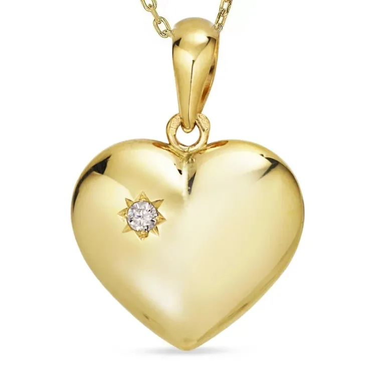 hjerte halskæde i forgyldt sølv med vedhæng i 8 karat guld - Amoré