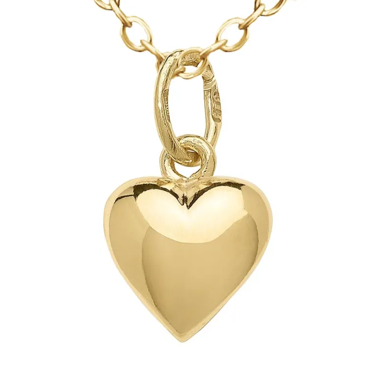 hjerte halskæde i forgyldt sølv med vedhæng i 8 karat guld - Amoré