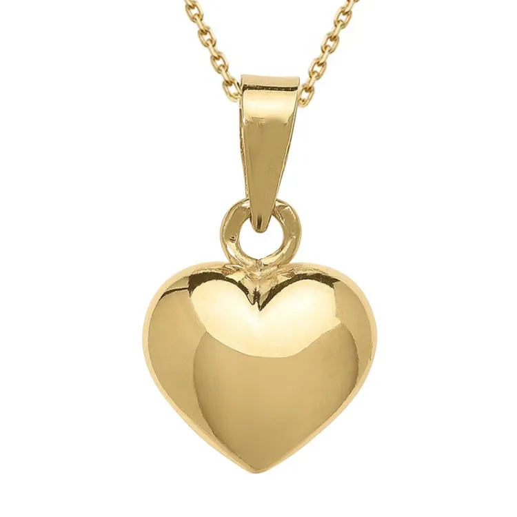 9 x 11 mm hjerte halskæde i forgyldt sølv med vedhæng i 8 karat guld - Amoré