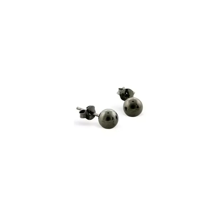 6 mm øreringe i sort rhodineret sølv