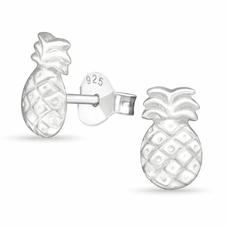 ægte ananas øreringe i sølv - Little Ones