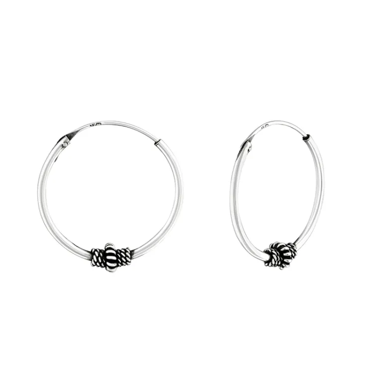 20 mm Bali creoler i oxideret sterlingsølv