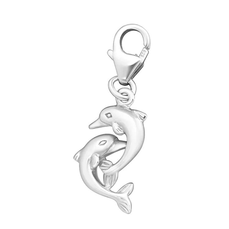 Delfin charm i sølv
