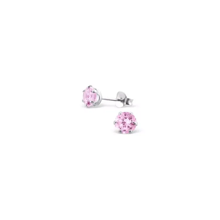 5 mm pink zirkon øreringe i sølv