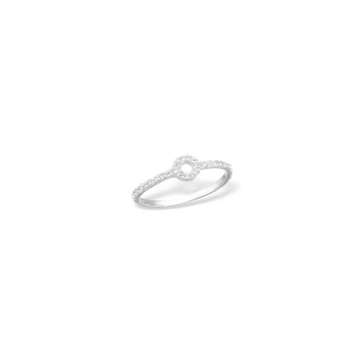 Rund zirkon ring i sølv
