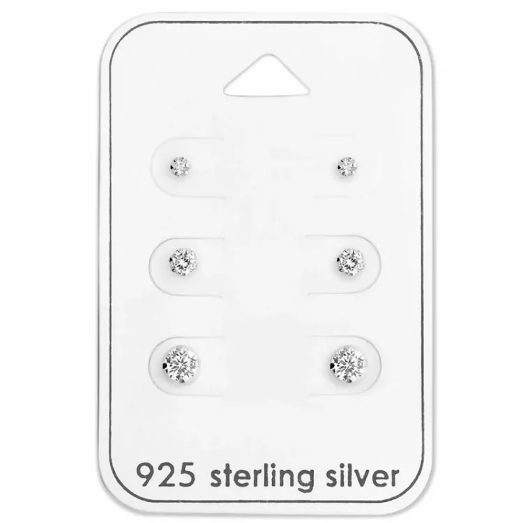 2 x 3 x 4 mm øreringe i sølv