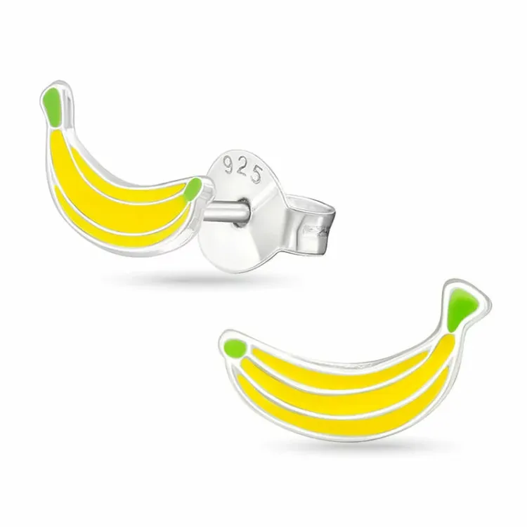banan gule øreringe i sølv - Little Ones
