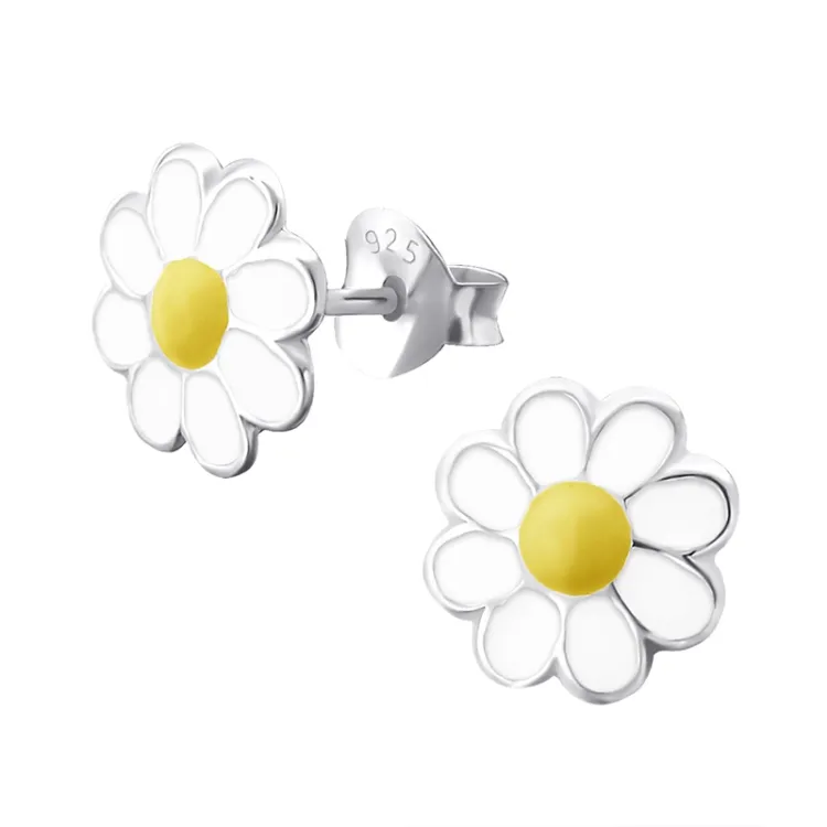 8 mm marguerit ørestikker i sølv - Little Ones