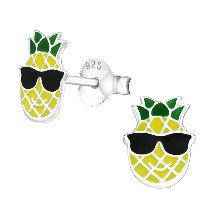 ananas ørestikker i sølv - Little Ones