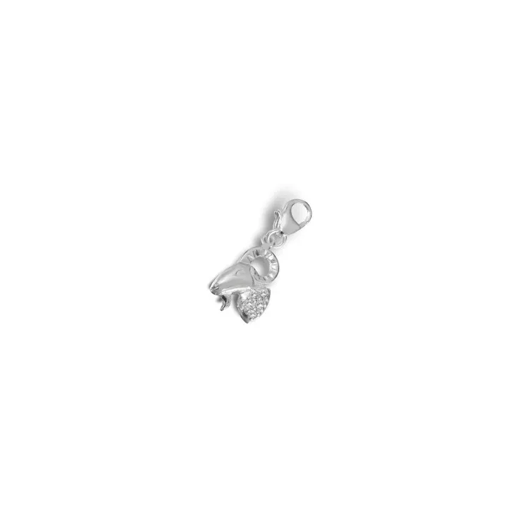 stenbukken charm i sølv 