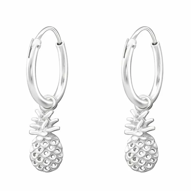 10 mm ananas Creoler øreringe i sølv - Little Ones