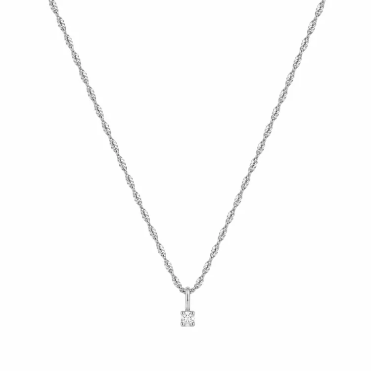 lab grown diamant vedhæng med halskæde i 925 karat sølv  0,035 ct
