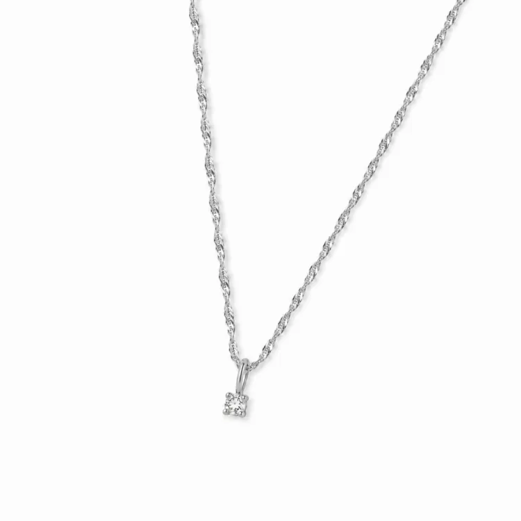 lab grown diamant vedhæng med halskæde i 925 karat sølv  0,035 ct