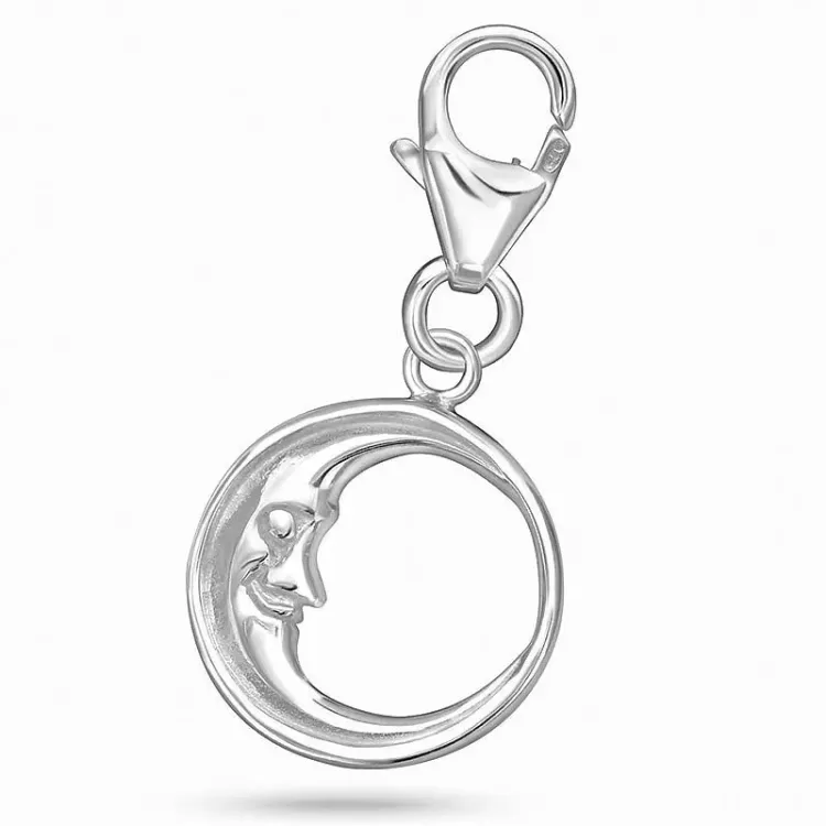 måne charm i sølv