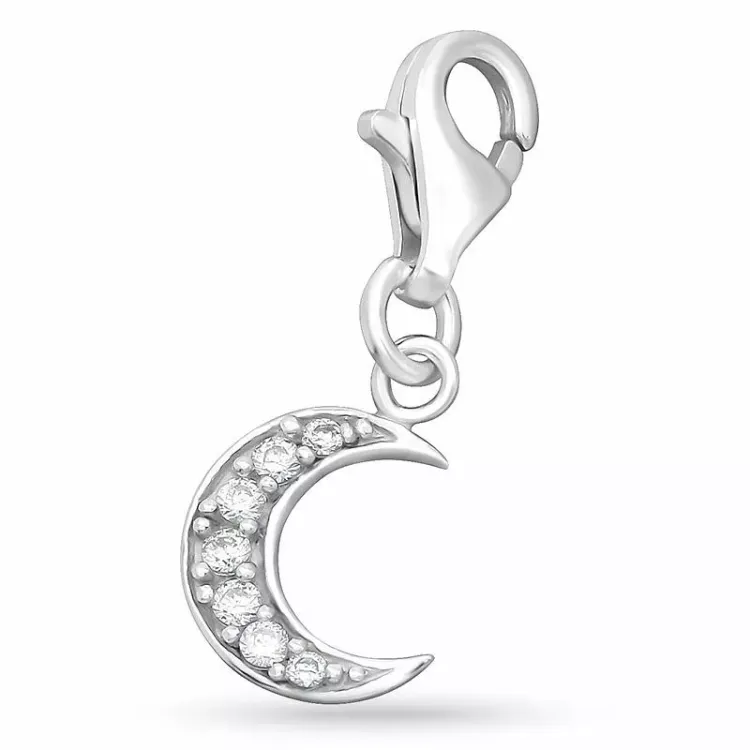 Måne zirkon charms i sølv