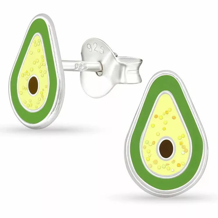 små avocado ørestikker i sølv - Little Ones