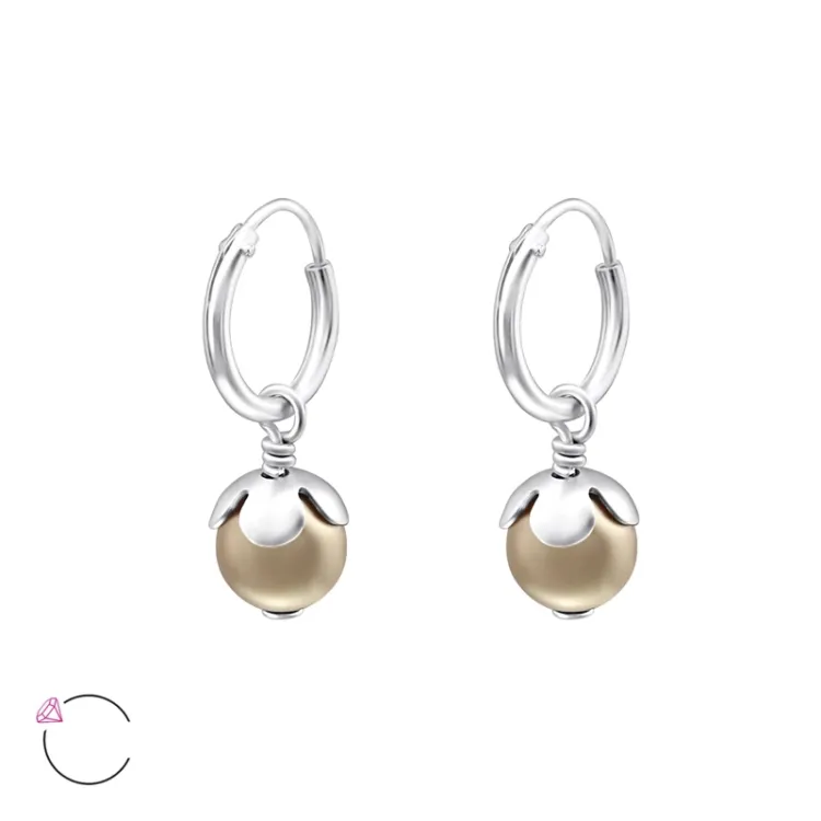 10 mm brune perle creoler i sølv