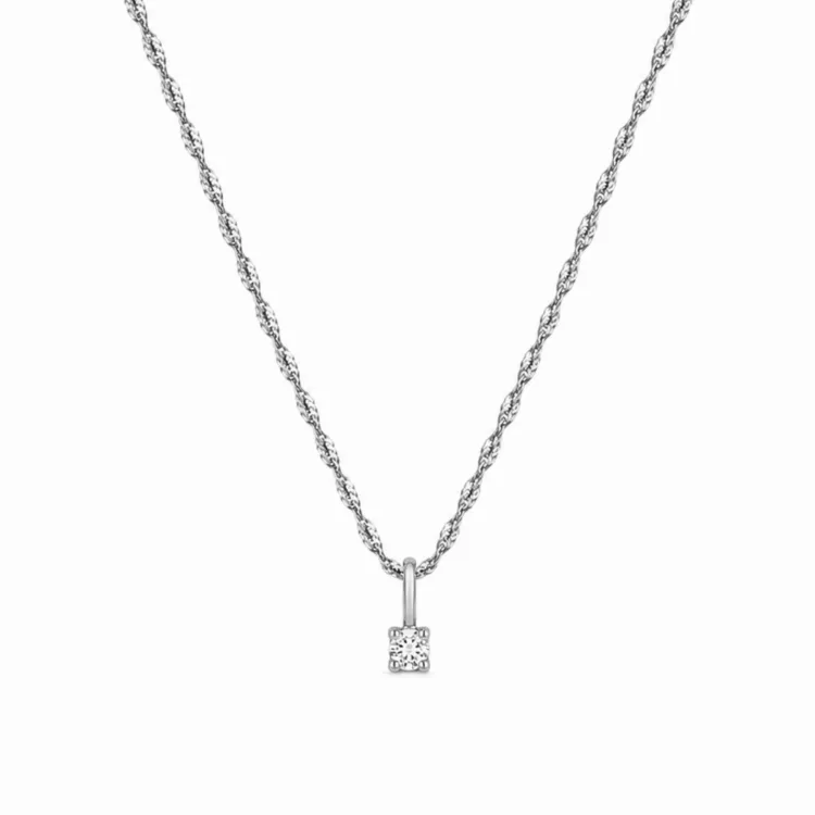 lab grown diamant vedhæng med halskæde i rhodineret sølv