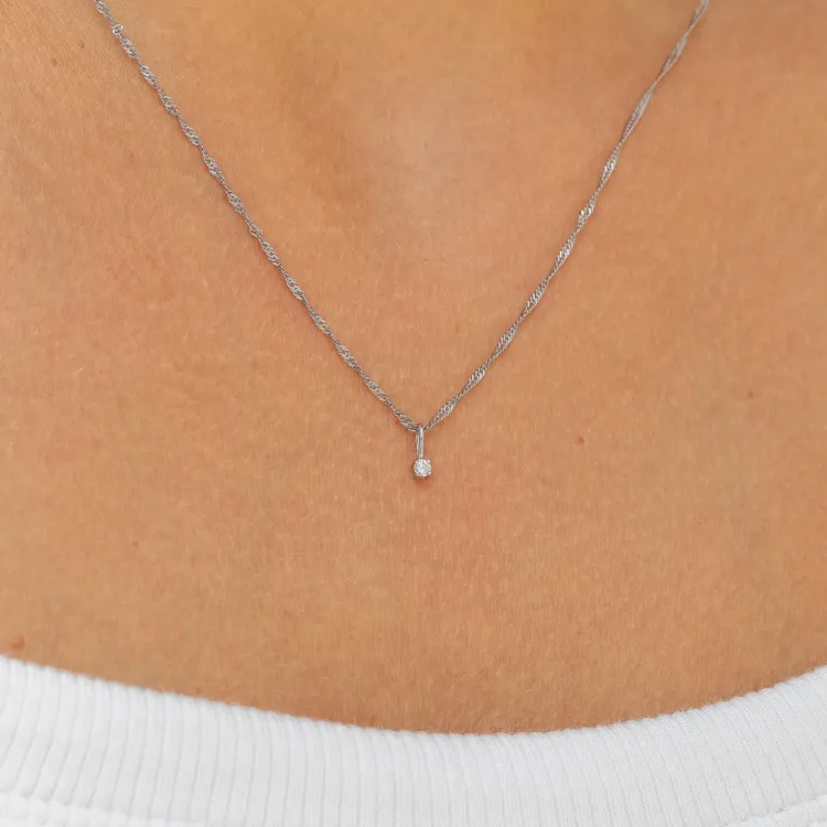 lab grown diamant vedhæng med halskæde i 925 karat sølv  0,035 ct