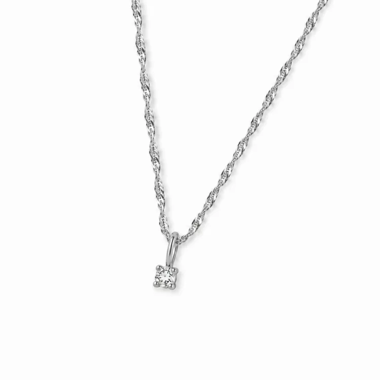 lab grown diamant vedhæng med halskæde i rhodineret sølv