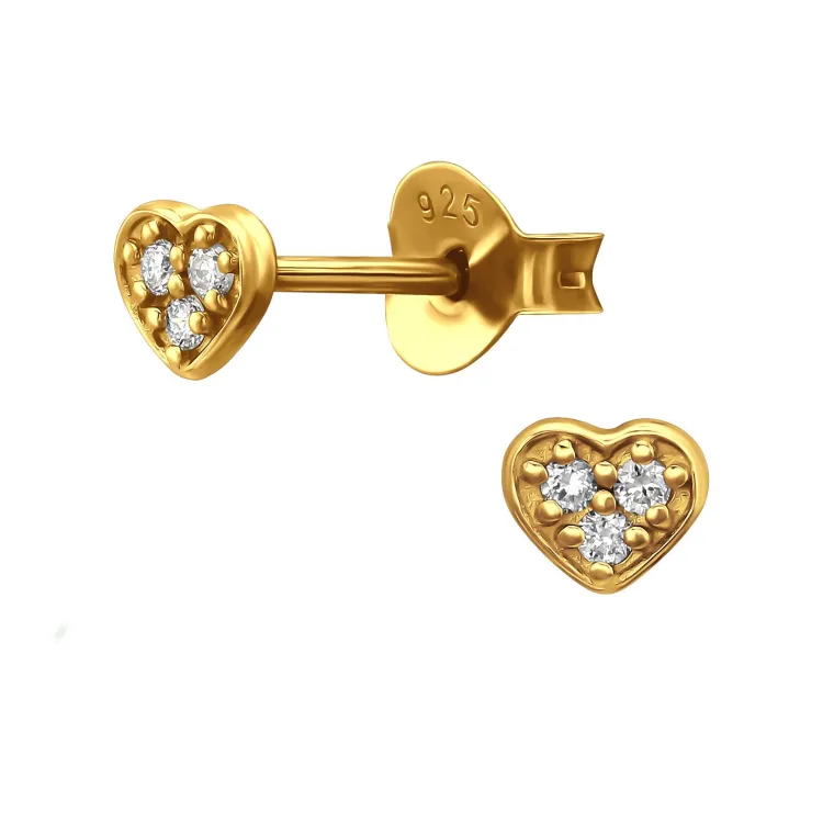 hjerte lab grown diamant ørestikker i forgyldt sølv med lab grown diamant 