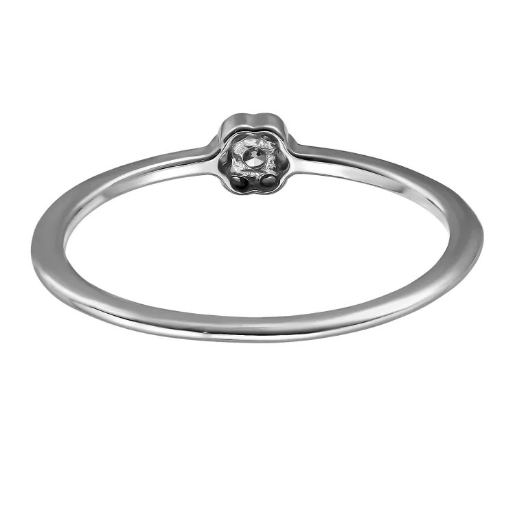 blomster lab grown diamant ring i rhodineret sølv