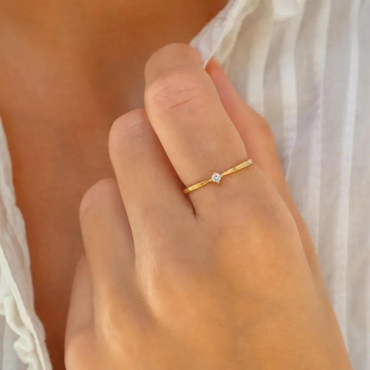 lab grown diamant solitairering i forgyldt sølv