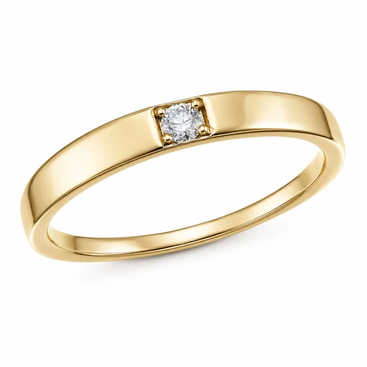 lab grown diamant solitairering i forgyldt sølv