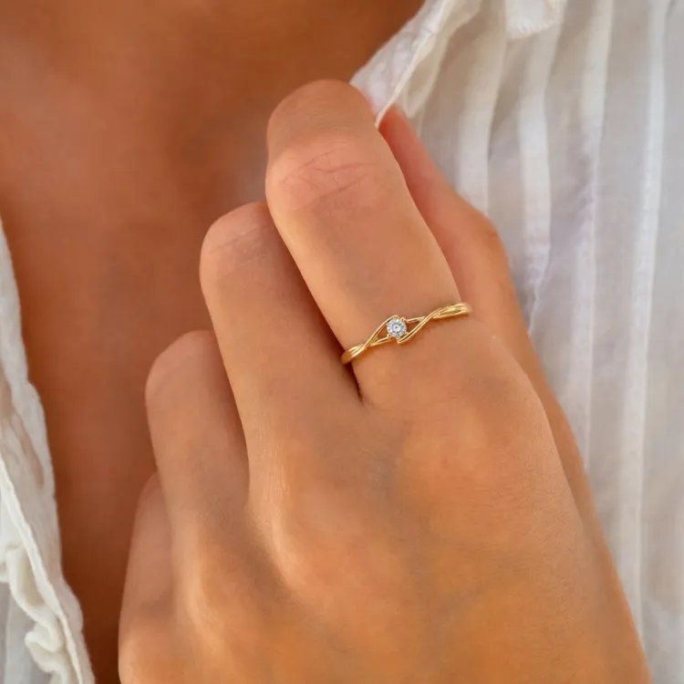 lab grown diamant solitairering i forgyldt sølv