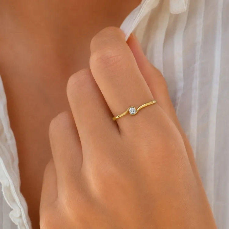 lab grown diamant solitairering i forgyldt sølv