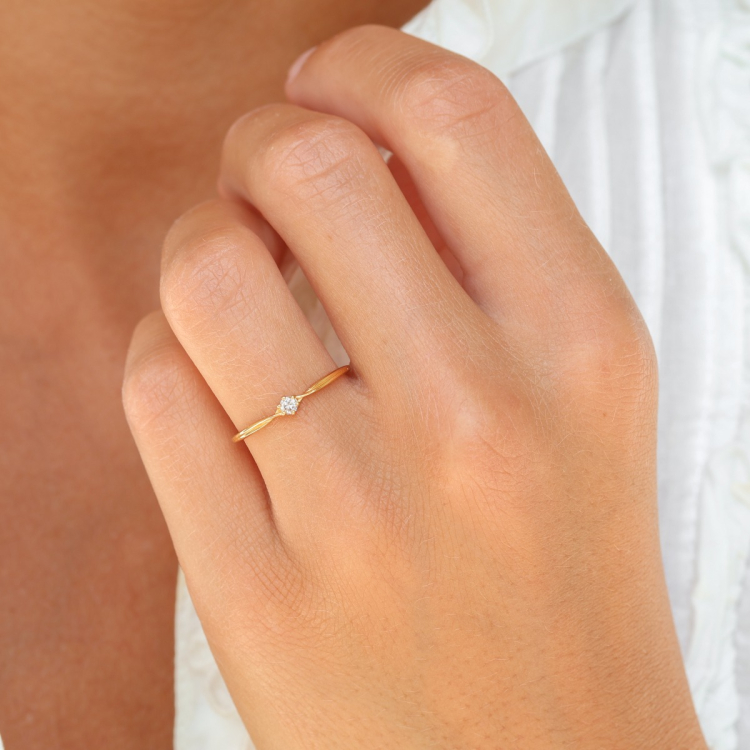 lab grown diamant solitairering i forgyldt sølv
