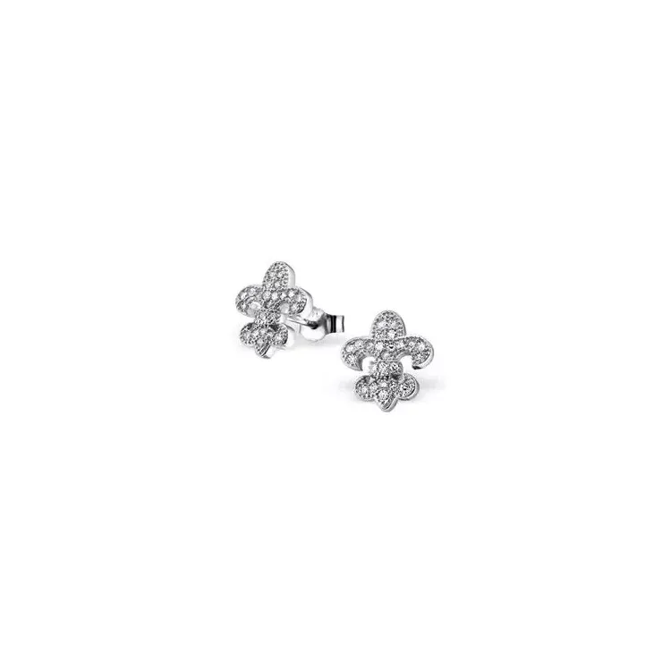 Fleur de lis øreringe i rhodineret sølv