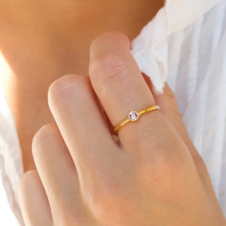 krystal ring i forgyldt sølv