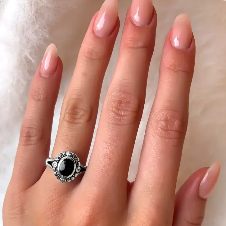 onyks ring i sølv