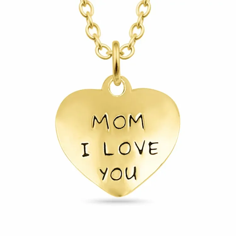 Kollektionsprøve i love you vedhæng i forgyldt sølv