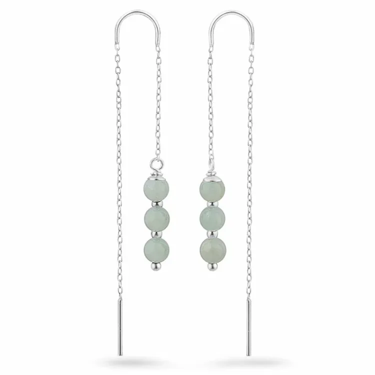 amazonit kæde øreringe i sølv - Loom Stones