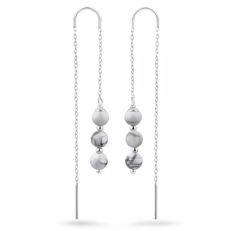 howlite kæde øreringe i sølv