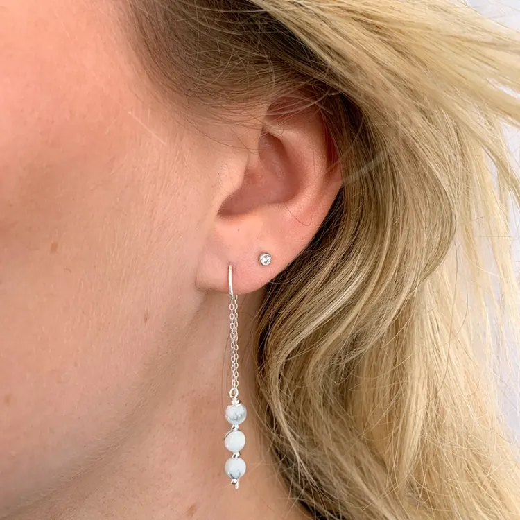 howlite kæde øreringe i sølv