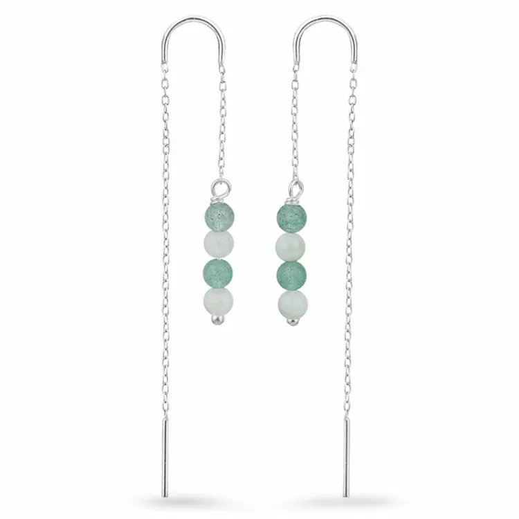 amazonit kæde øreringe i sølv - Loom Stones